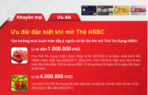 HSBC ưu đãi mở thẻ tín dụng HSBC