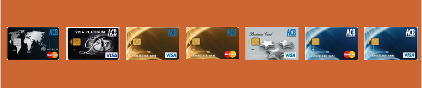 các loại thẻ tín dụng acb visa, mastercard