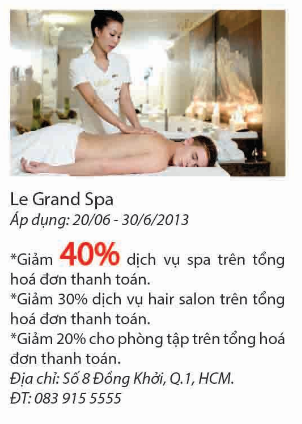 Le Grand Spa ưu đãi thẻ BIDV