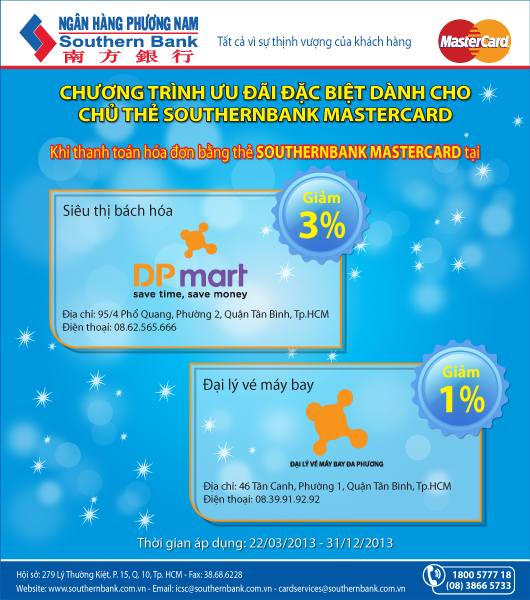 Save time, save money cùng Southernbank MasterCard tại DP Mart