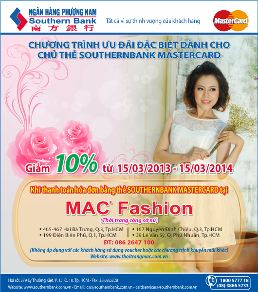 Thời trang công sở Mac Fashion giảm giá hấp dẫn cho chủ thẻ Southernbank MasterCard