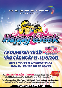 " Happy Week " chương trình ưu đãi đặc biệt dành cho Fan MegaStar Cineplex