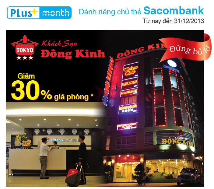 Khách Sạn Đông Kinh giảm giá phòng lên đến 30% với chủ thẻ SacomBank