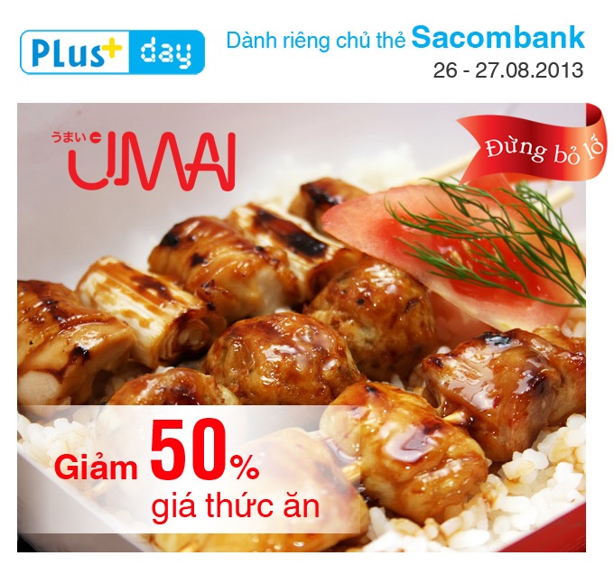 Nhà hàng Umai khuyến mại 50% với chủ thẻ SacomBank