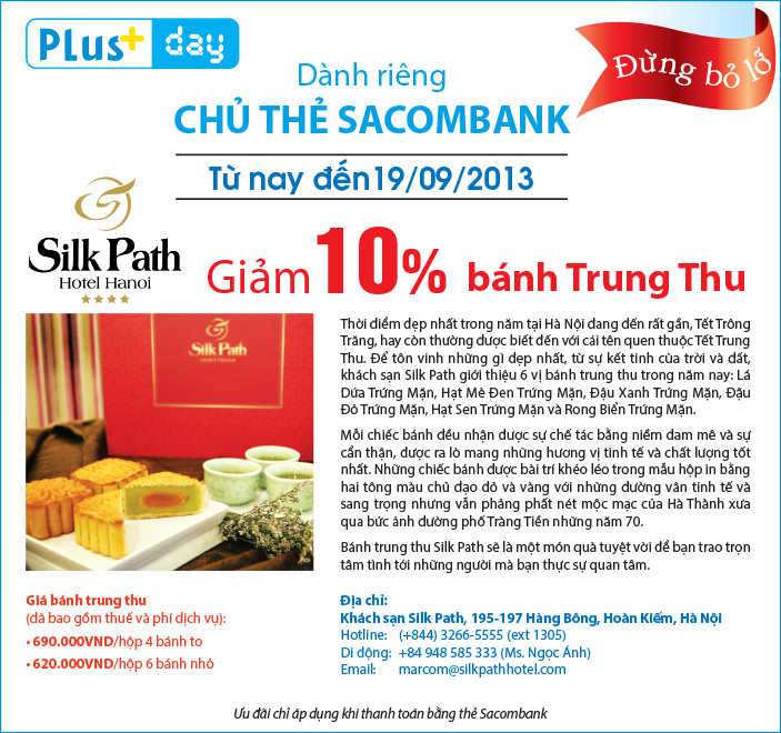 Vui Tết Trung Thu tại Khách sạn Silk Path với chủ thẻ SacomBank