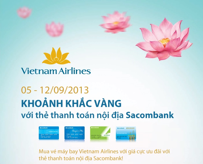 Vietnam Arilines giá vé chỉ còn 555.000 đồng với thẻ nội địa SacomBank