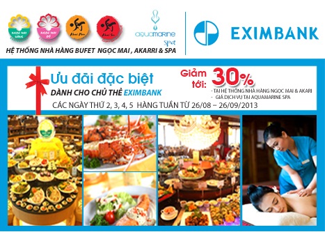 Eximbank khuyến mãi đón trung thu tại Hệ thống Nhà hàng Ngọc Mai, Arika