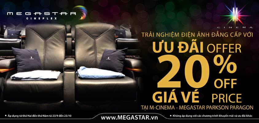 Megastar giảm giá đặc biệt khi xem phim với M Cinema