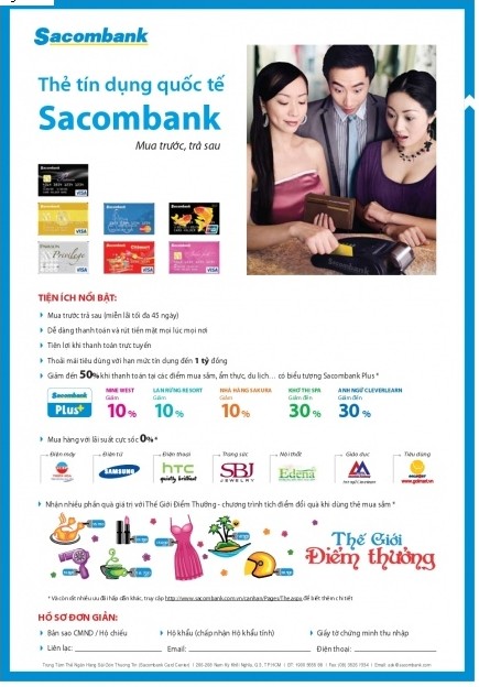 Phí thẻ tín dụng quốc tế SacomBank