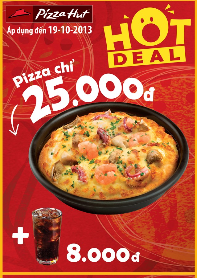 Pizza Hut khuyến mại - Bánh Pizza chỉ còn 25 000 đồng
