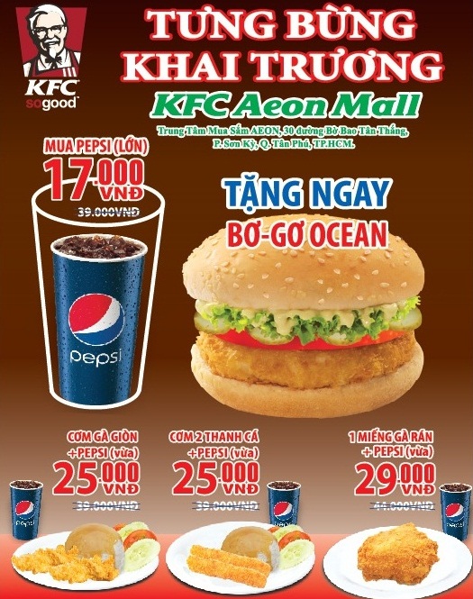 KFC Aeon Mall khuyến mãi từng bừng mừng khai trương