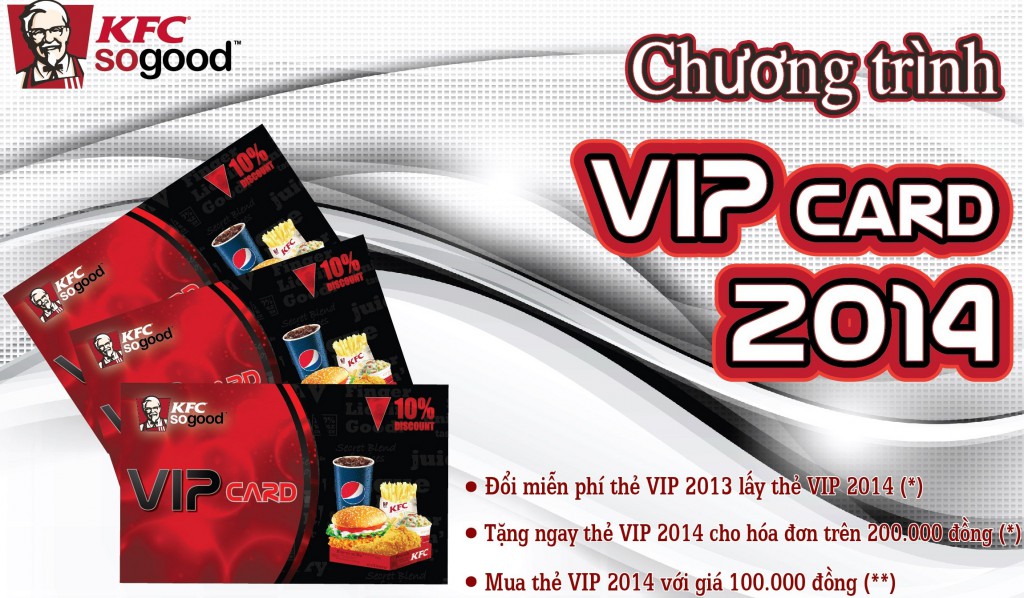 Khuyến mãi miễn phí đổi thẻ VIP KFC 2014