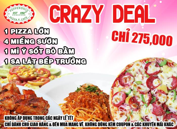 Pepperonis pizza khuyến mãi cực sốc với Crazy Deal