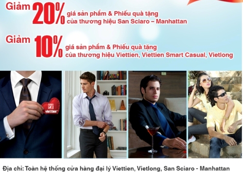 Thời trang Việt Tiến giảm 20% cho chủ thẻ Sacombank Visa